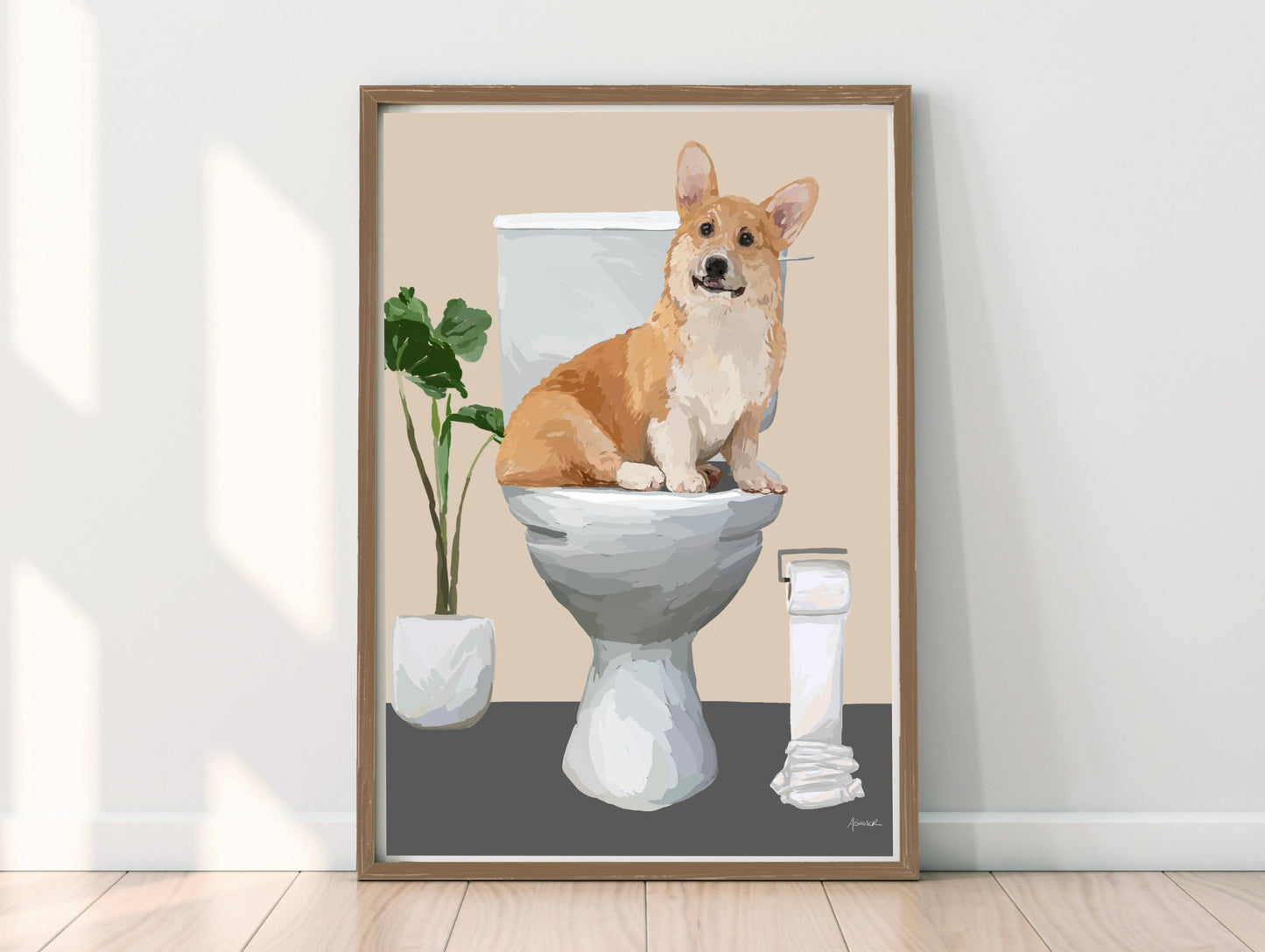Corgi On Toilet Print