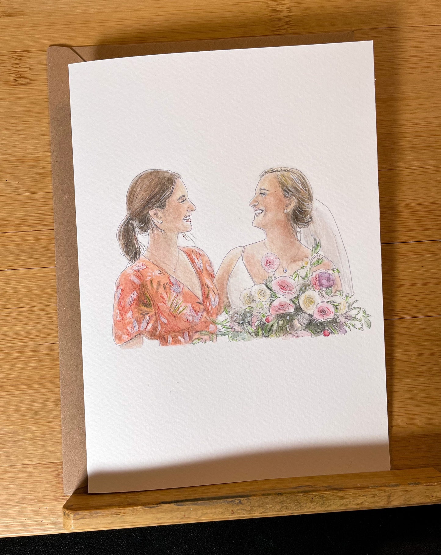 Custom Painted Bridesmaid Card