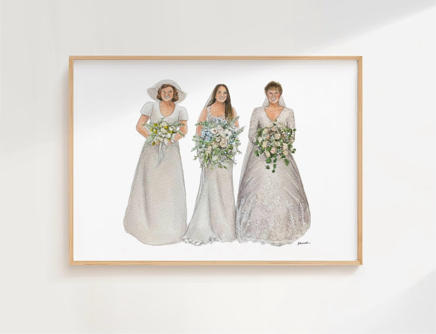 Watercolour Bride and Mothers Painting