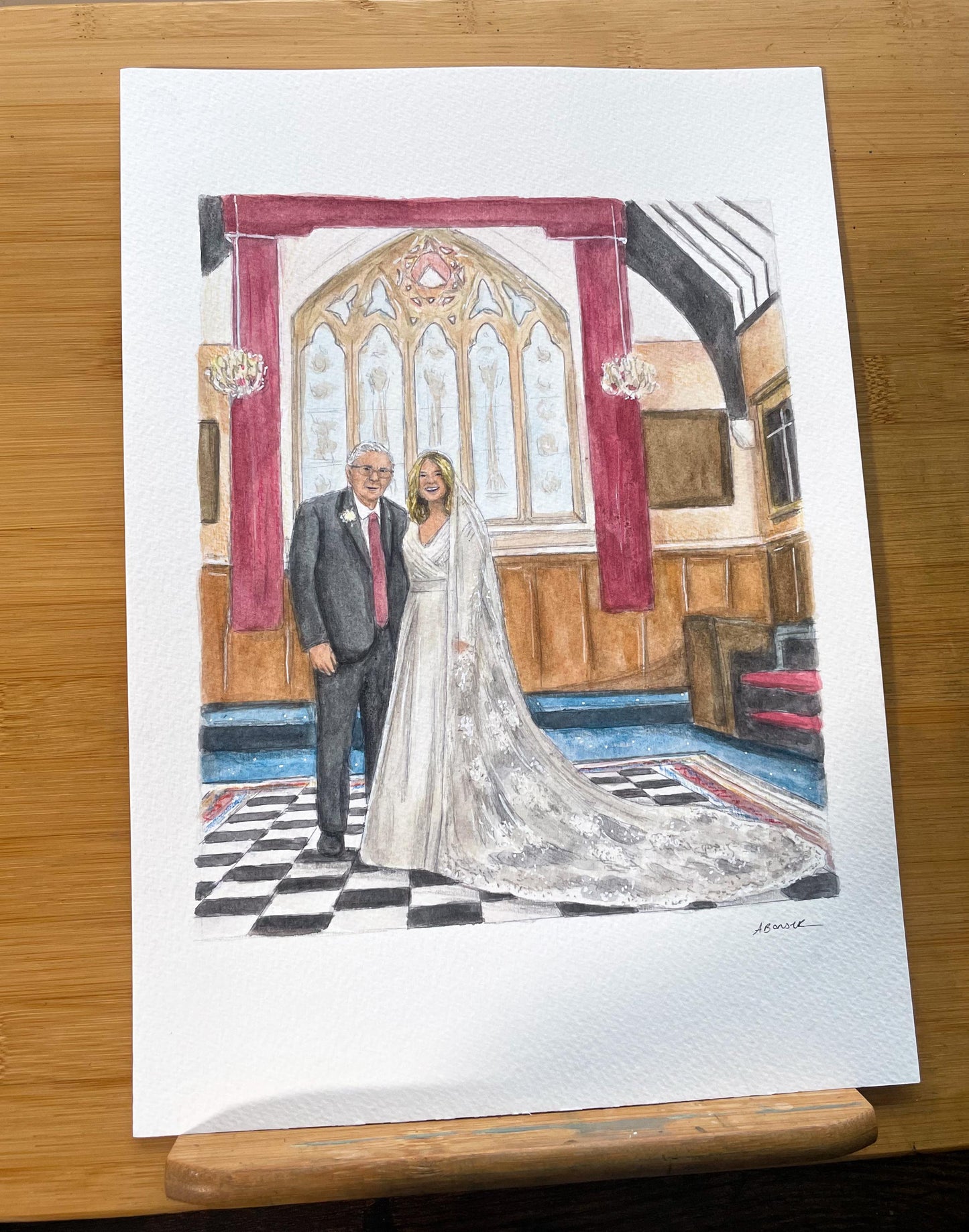 Custom Watercolour Wedding Portrait Painting