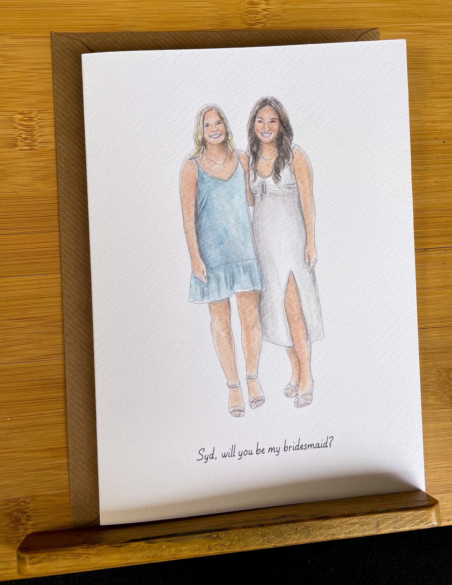 Custom Painted Bridesmaid Card
