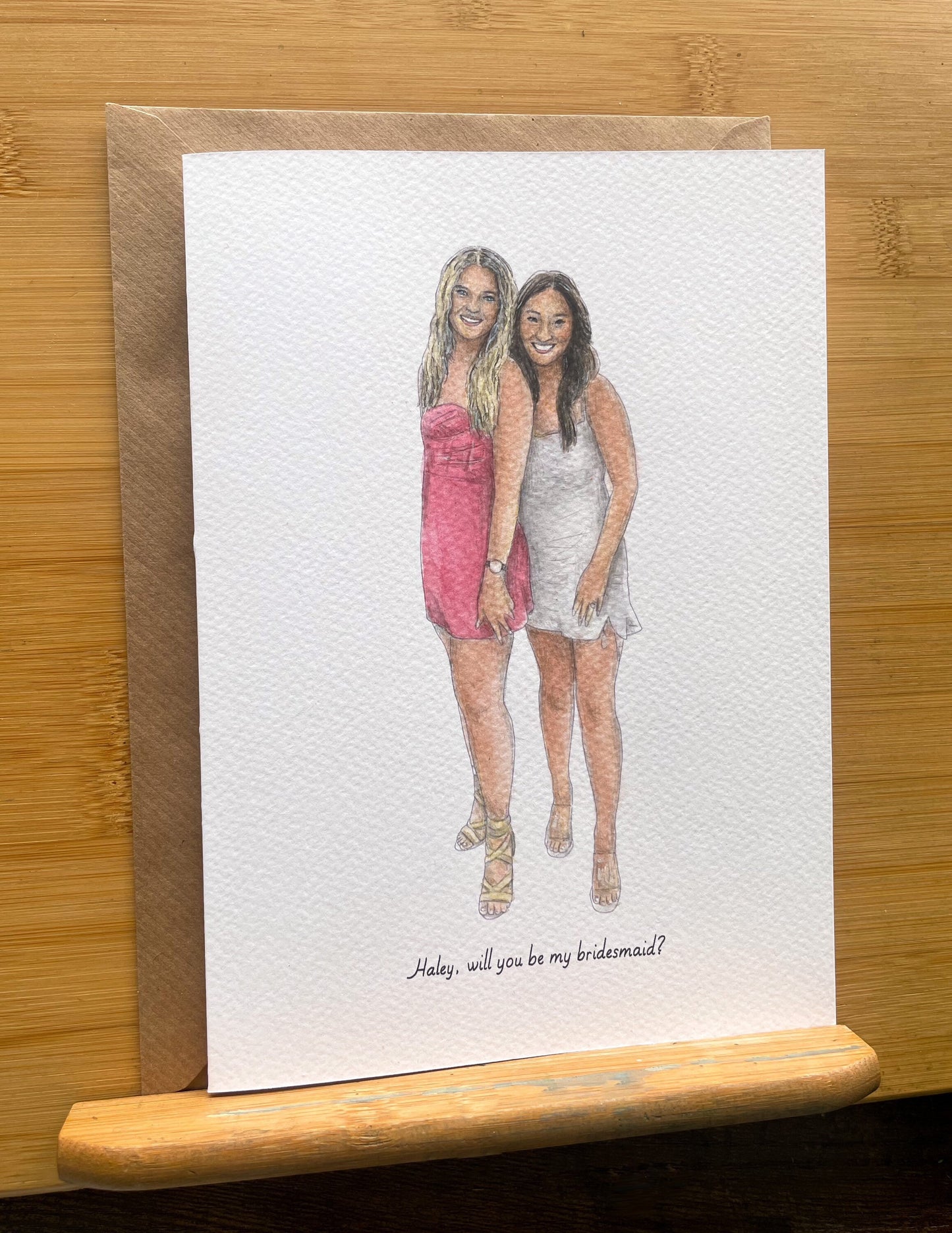 Custom Painted Bridesmaid Card