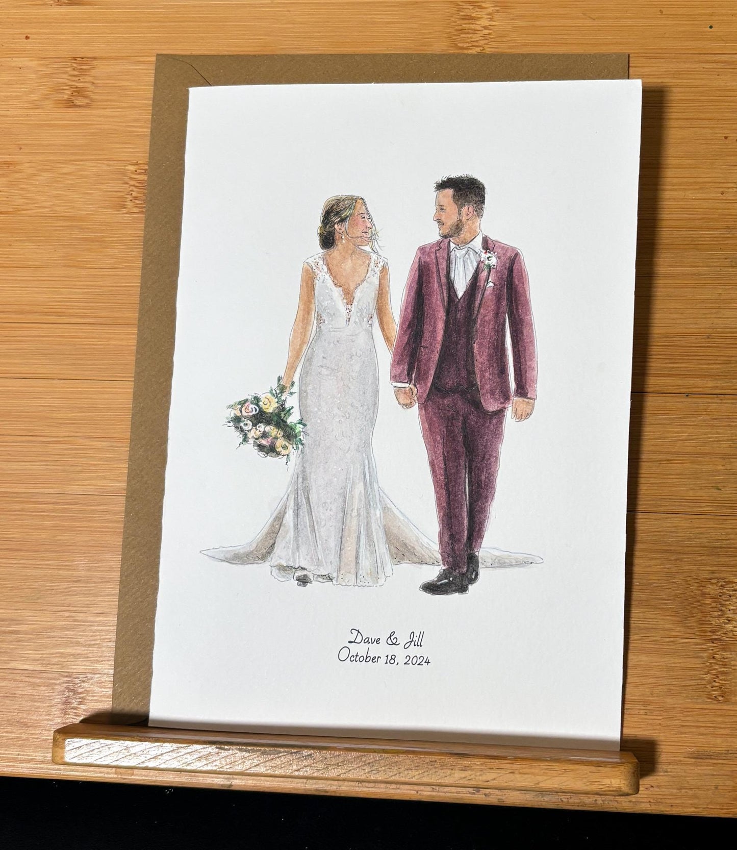 Hand Painted Wedding Card