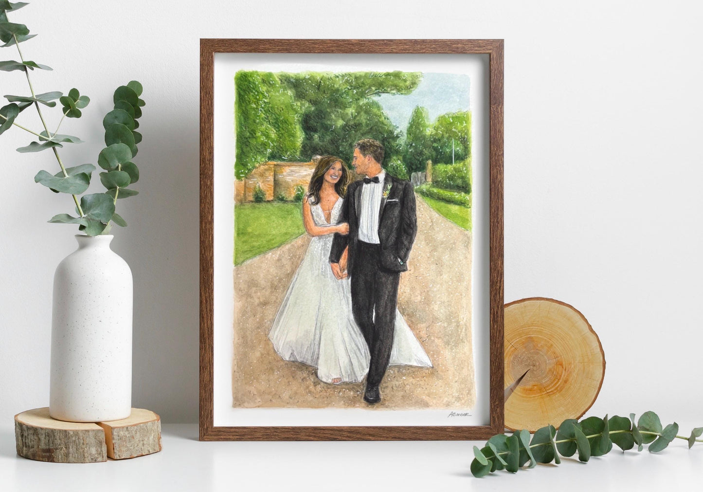 Custom Watercolour Wedding Portrait Painting