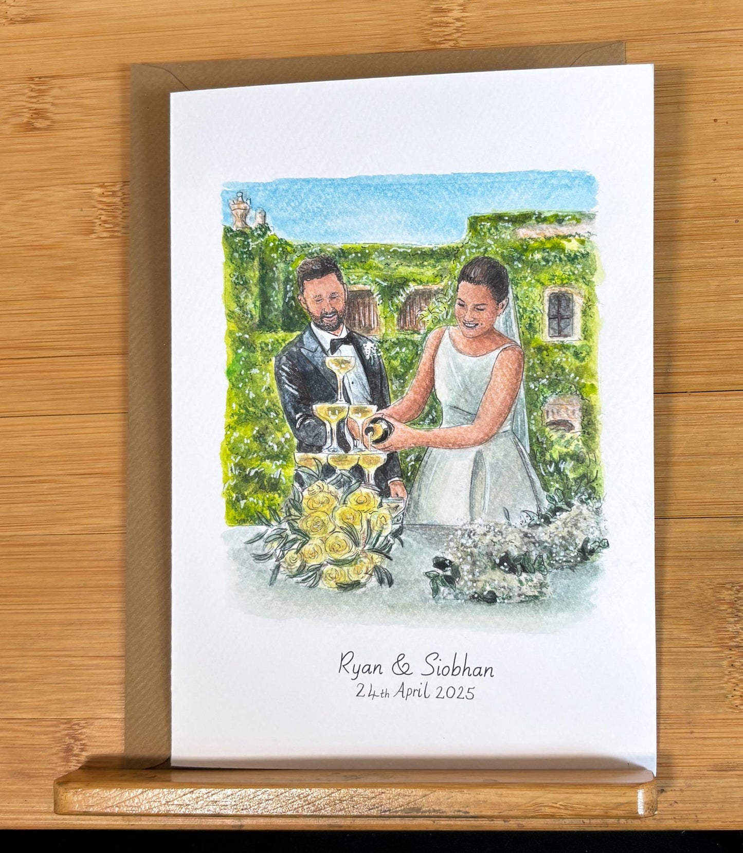 Hand Painted Wedding Card