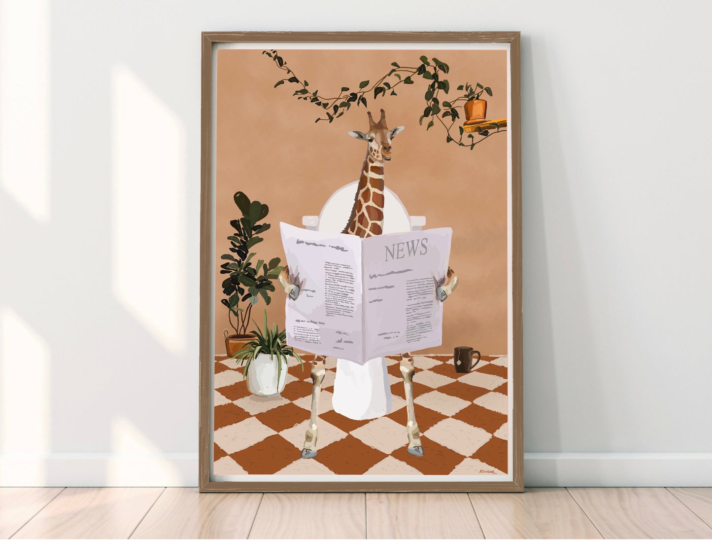 Giraffe Bathroom Print