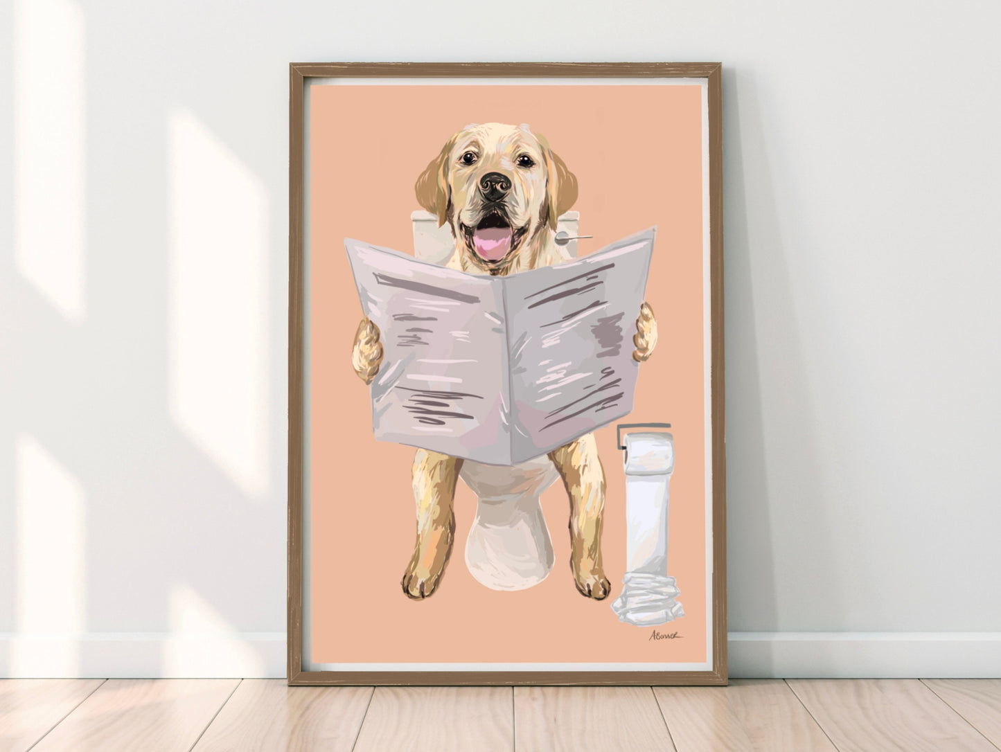 Labrador On Toilet Print