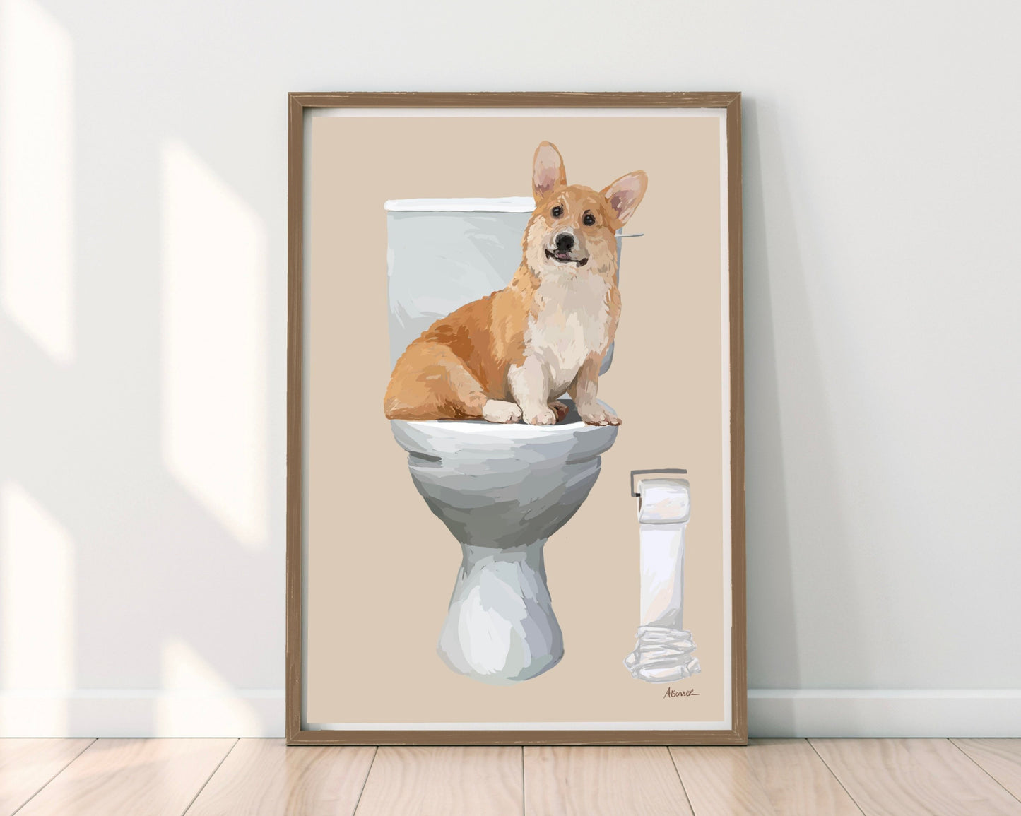 Corgi On Toilet Print