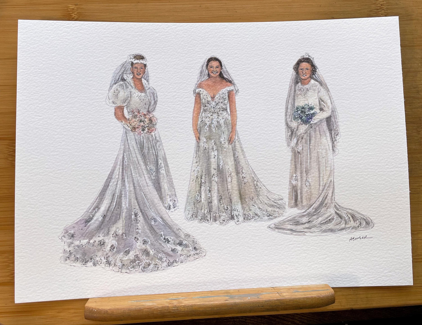 Watercolour Bride and Mothers Painting