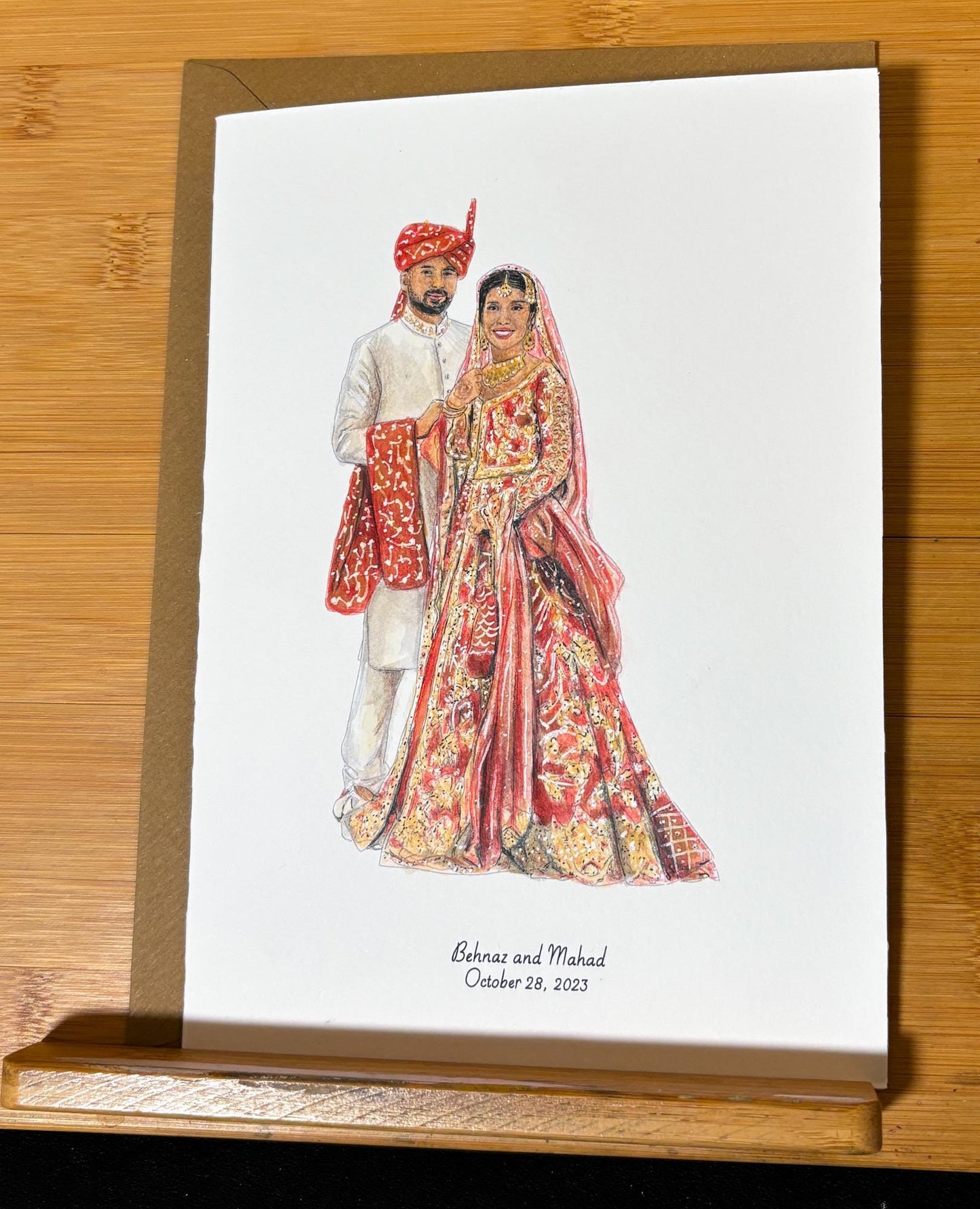 Hand Painted Wedding Card