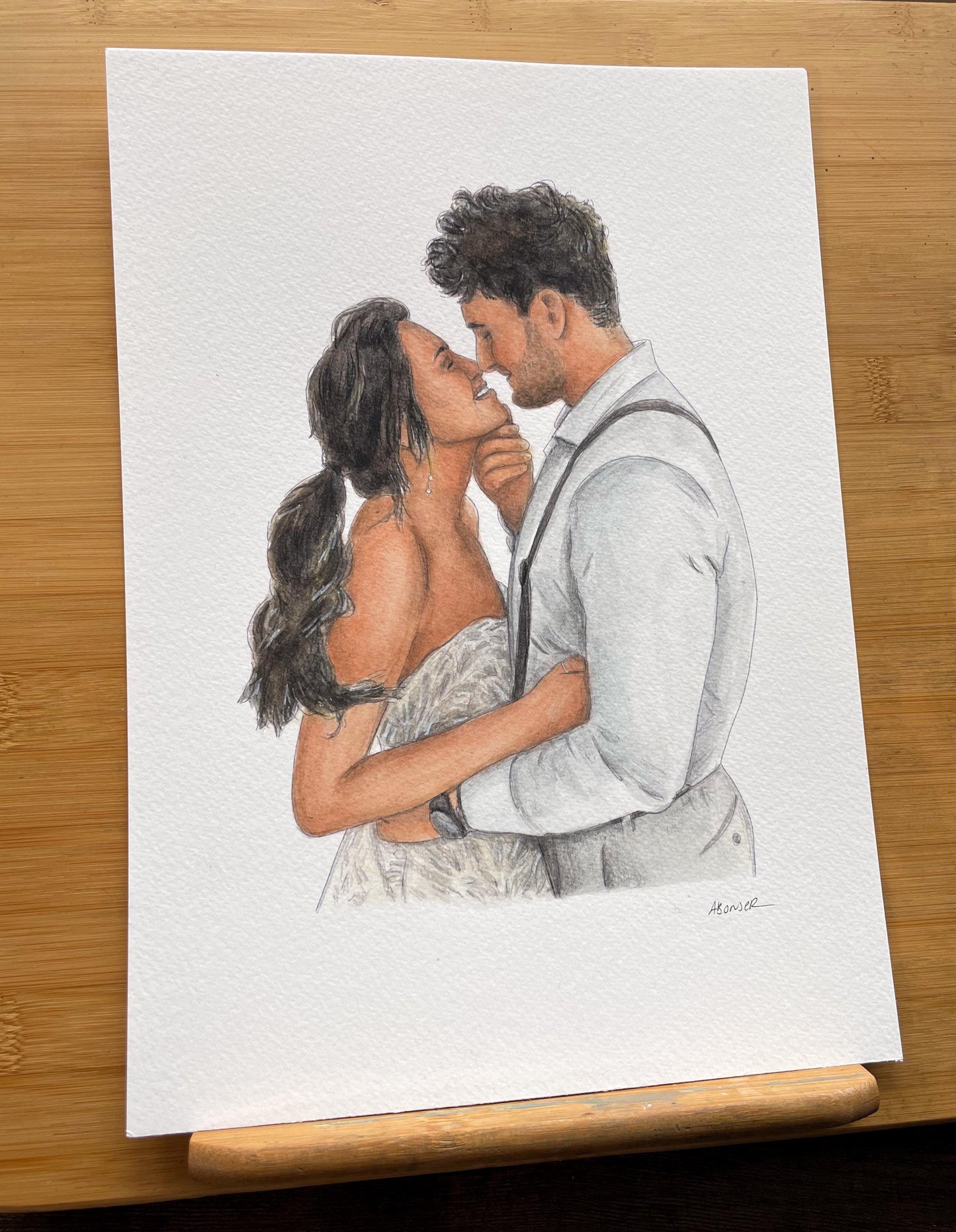 Custom Watercolour Wedding Portrait Painting