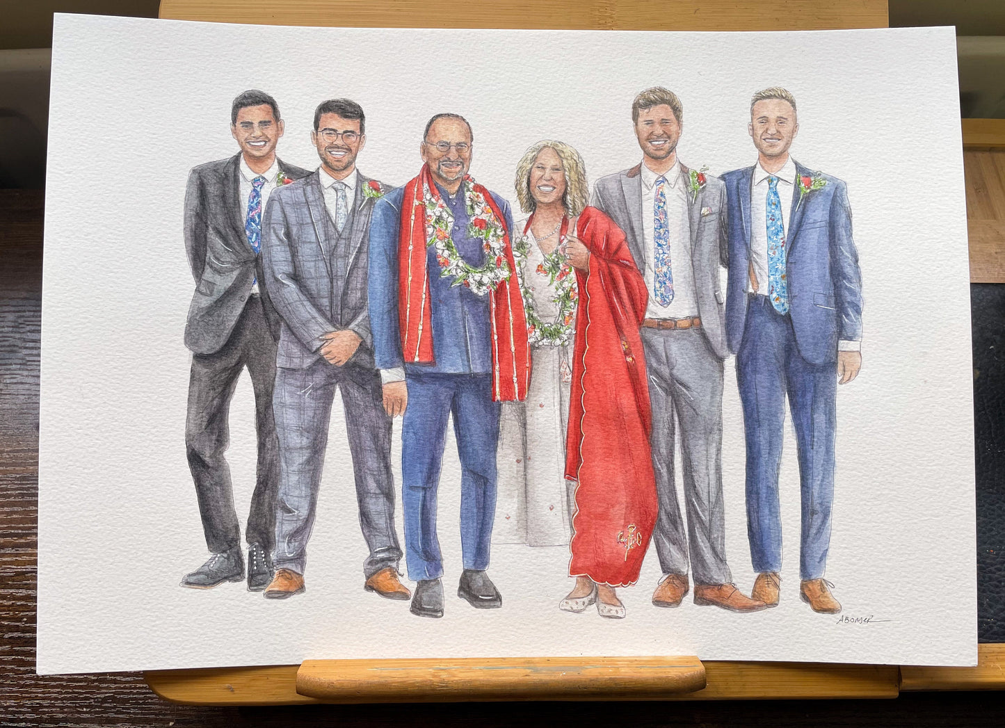 Custom Watercolour Wedding Portrait Painting