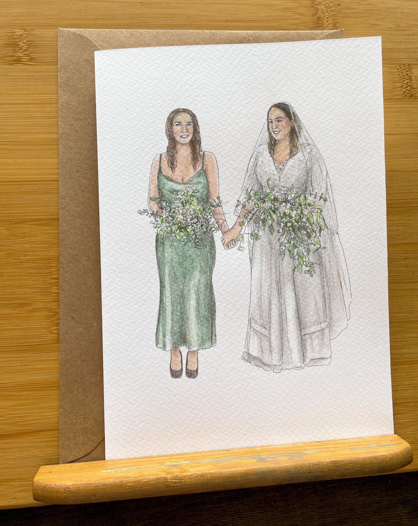 Custom Painted Bridesmaid Card