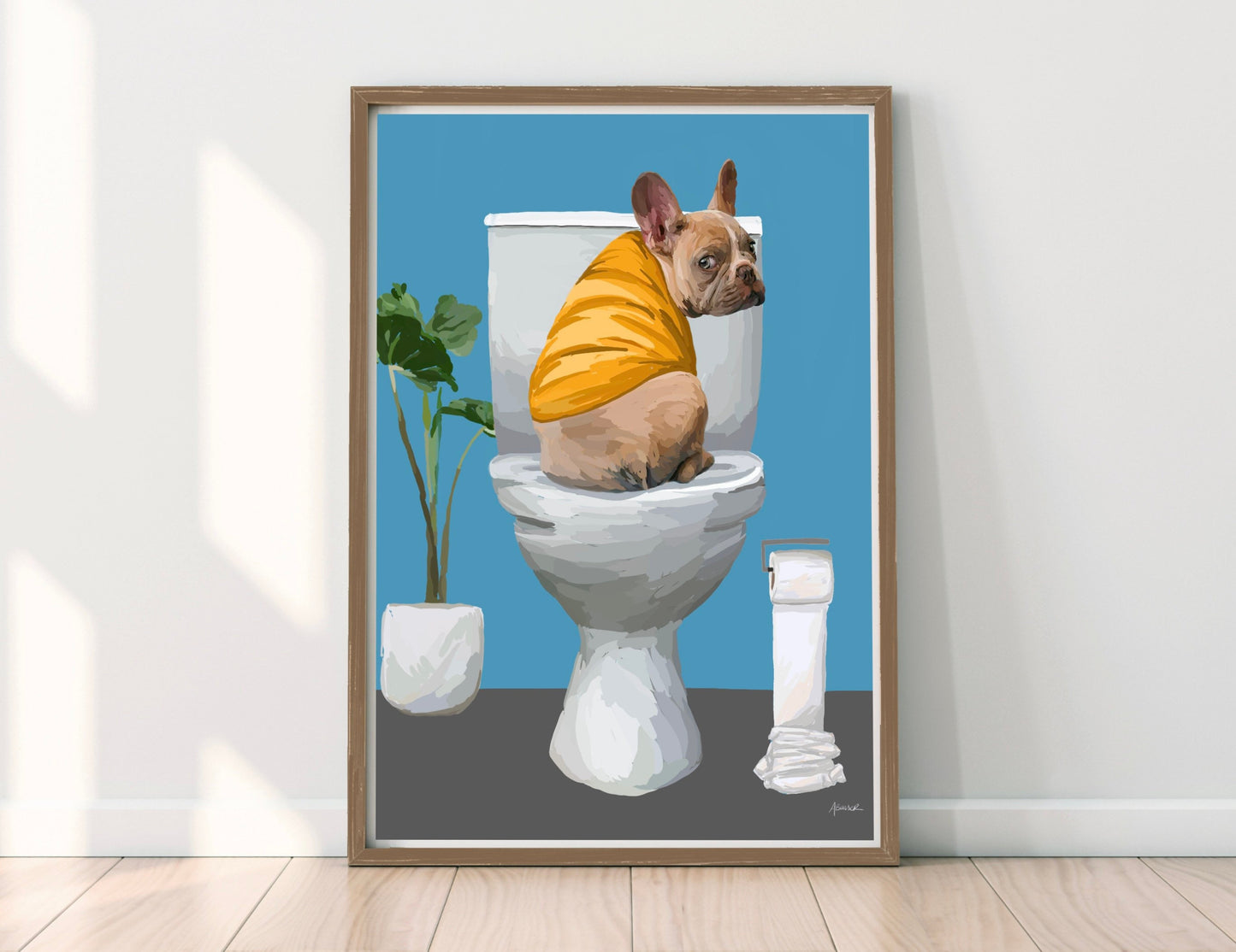 French Bulldog On Toilet