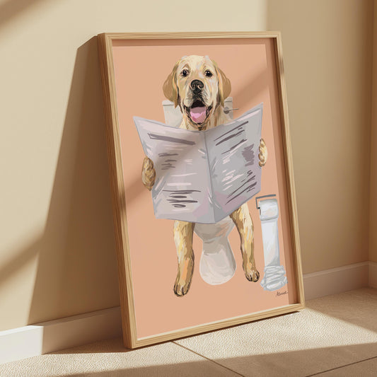 Labrador On Toilet Print