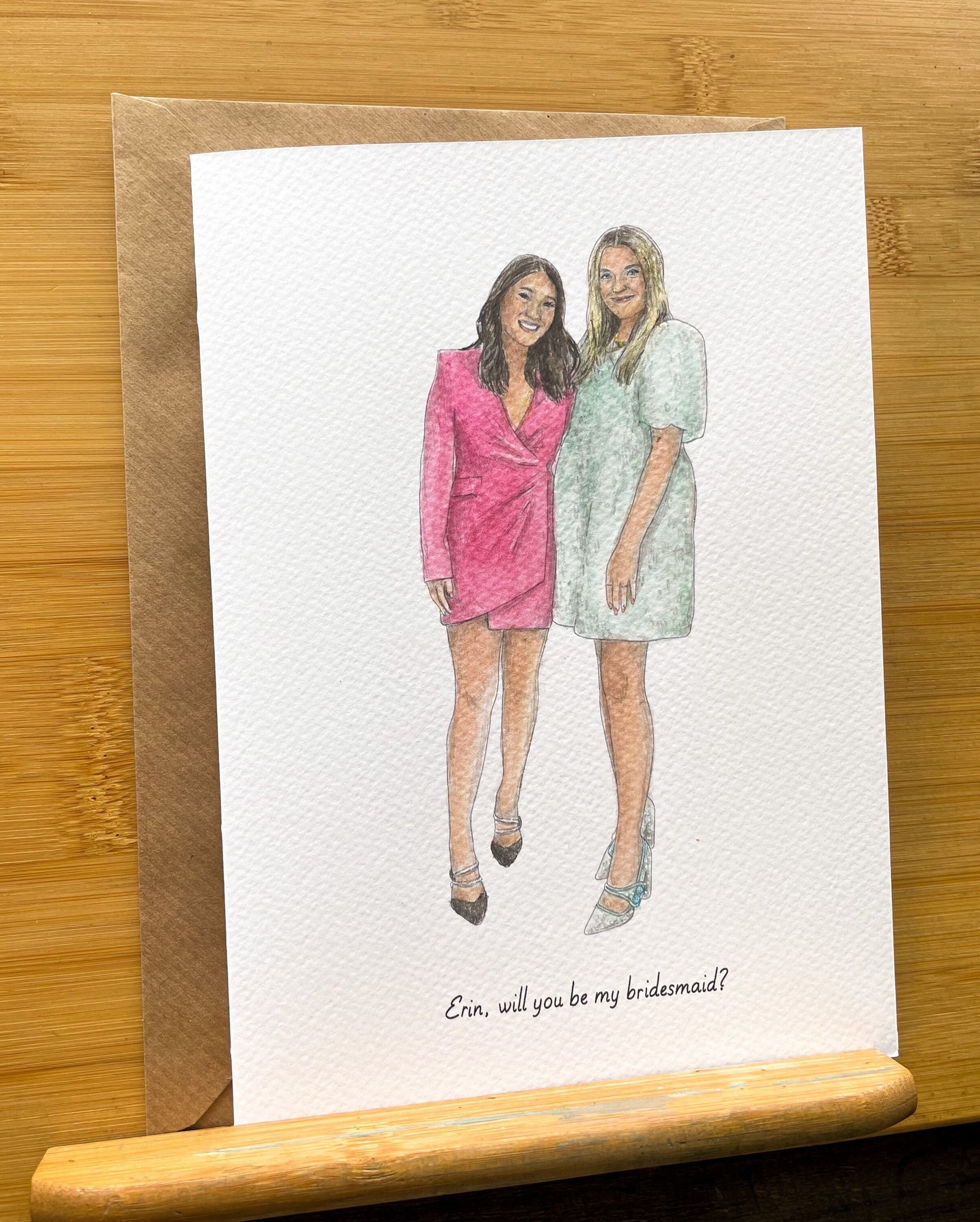 Custom Painted Bridesmaid Card