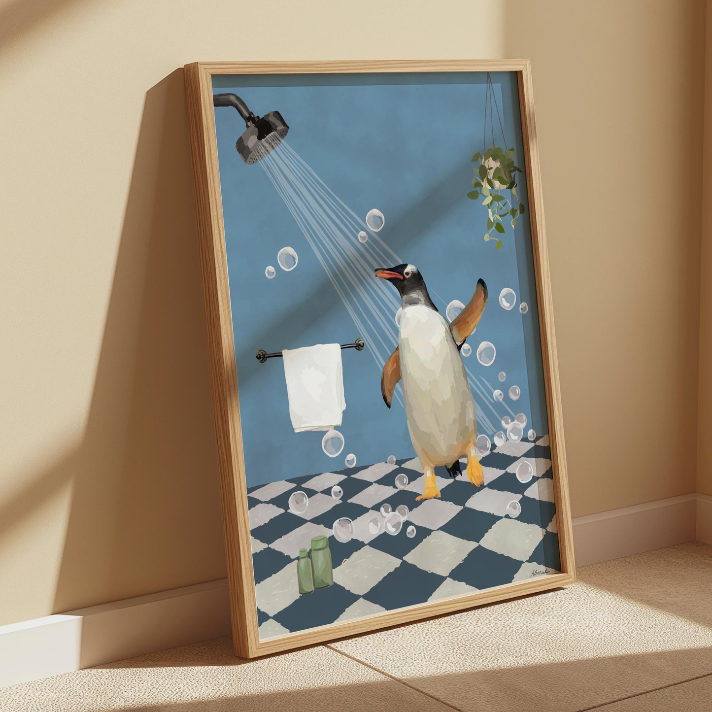 Set of Three Penguin Bathroom Prints