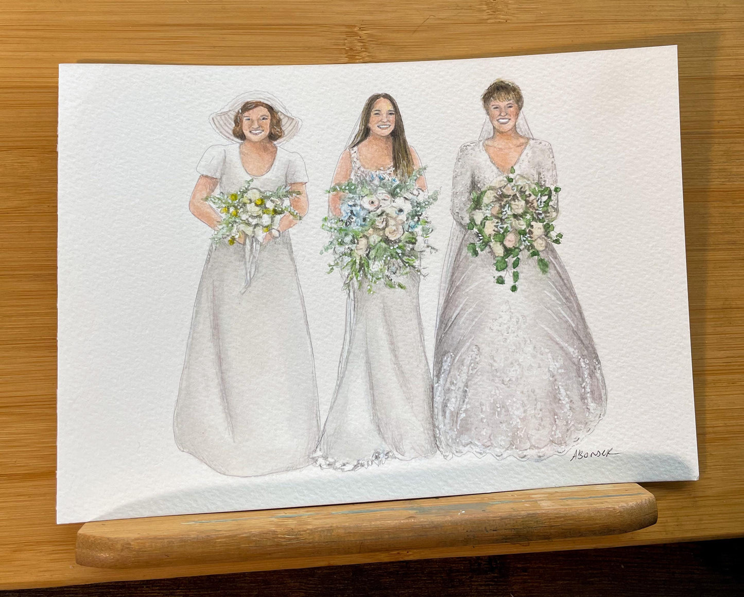 Watercolour Bride and Mothers Painting