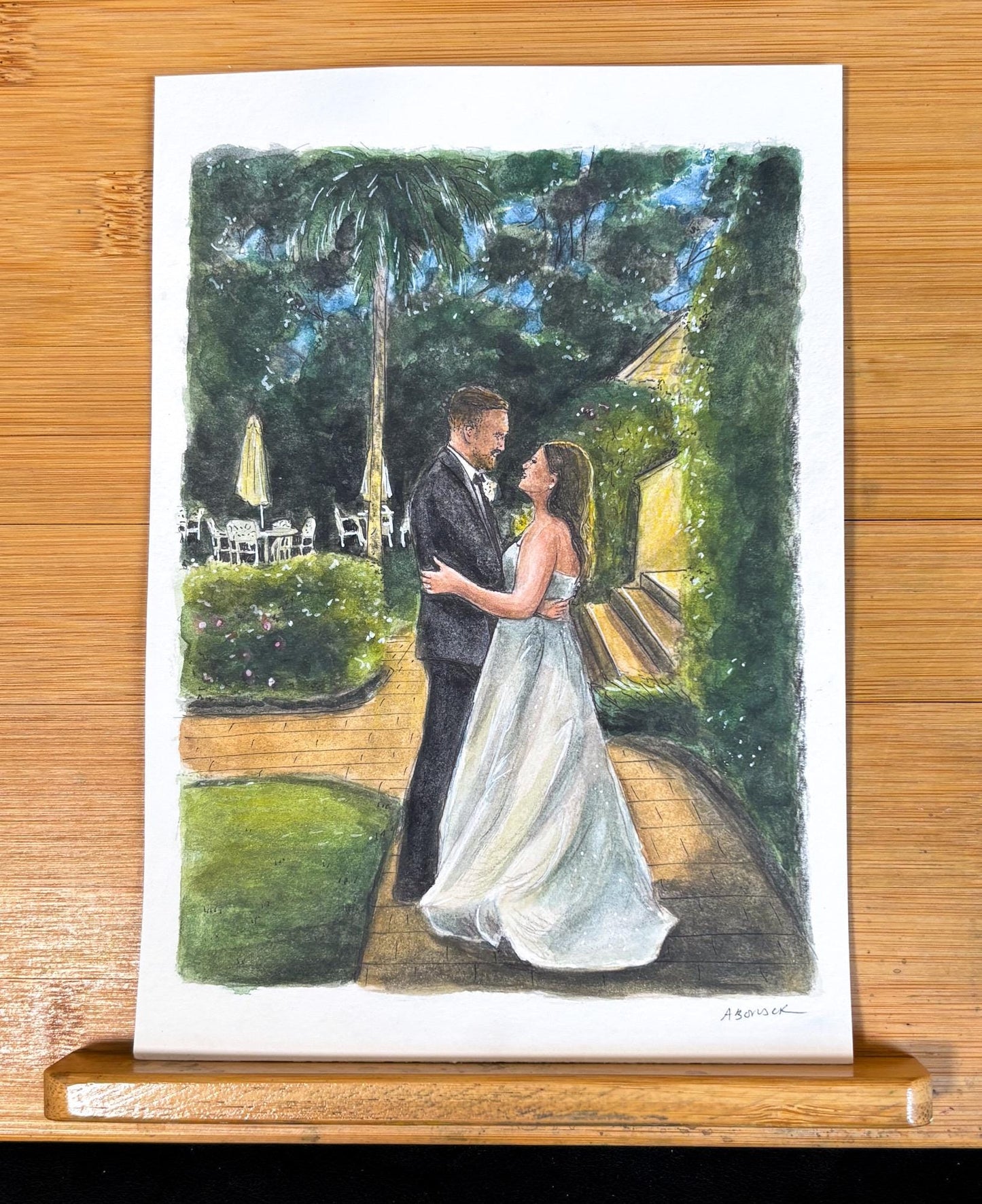 Custom Watercolour Wedding Portrait Painting