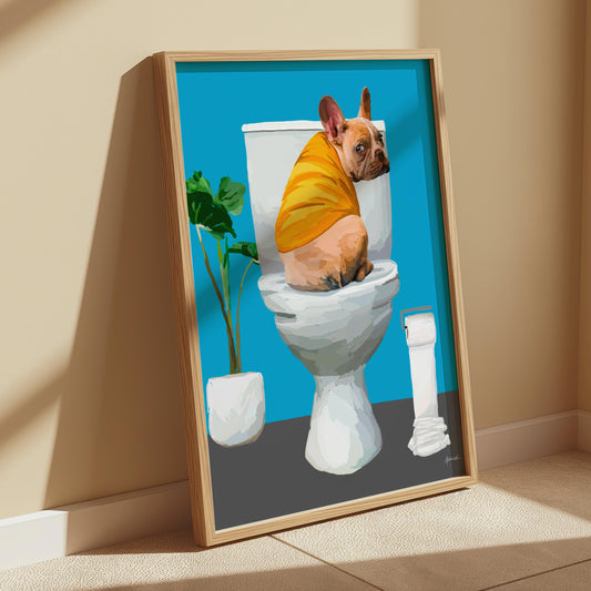 French Bulldog On Toilet