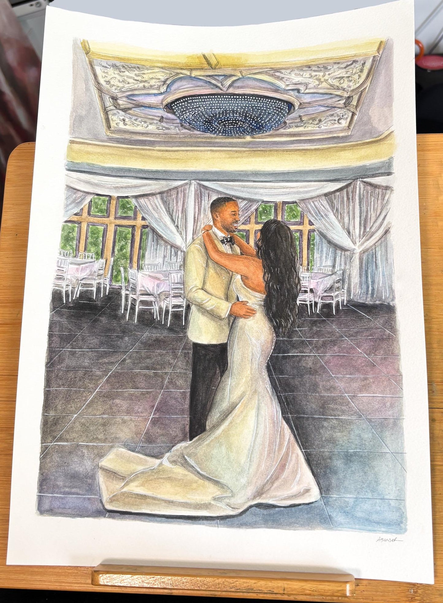 Custom Watercolour Wedding Portrait Painting