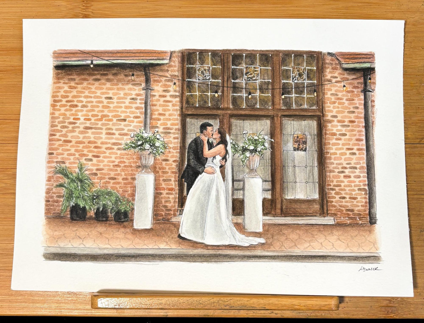 Custom Watercolour Wedding Portrait Painting