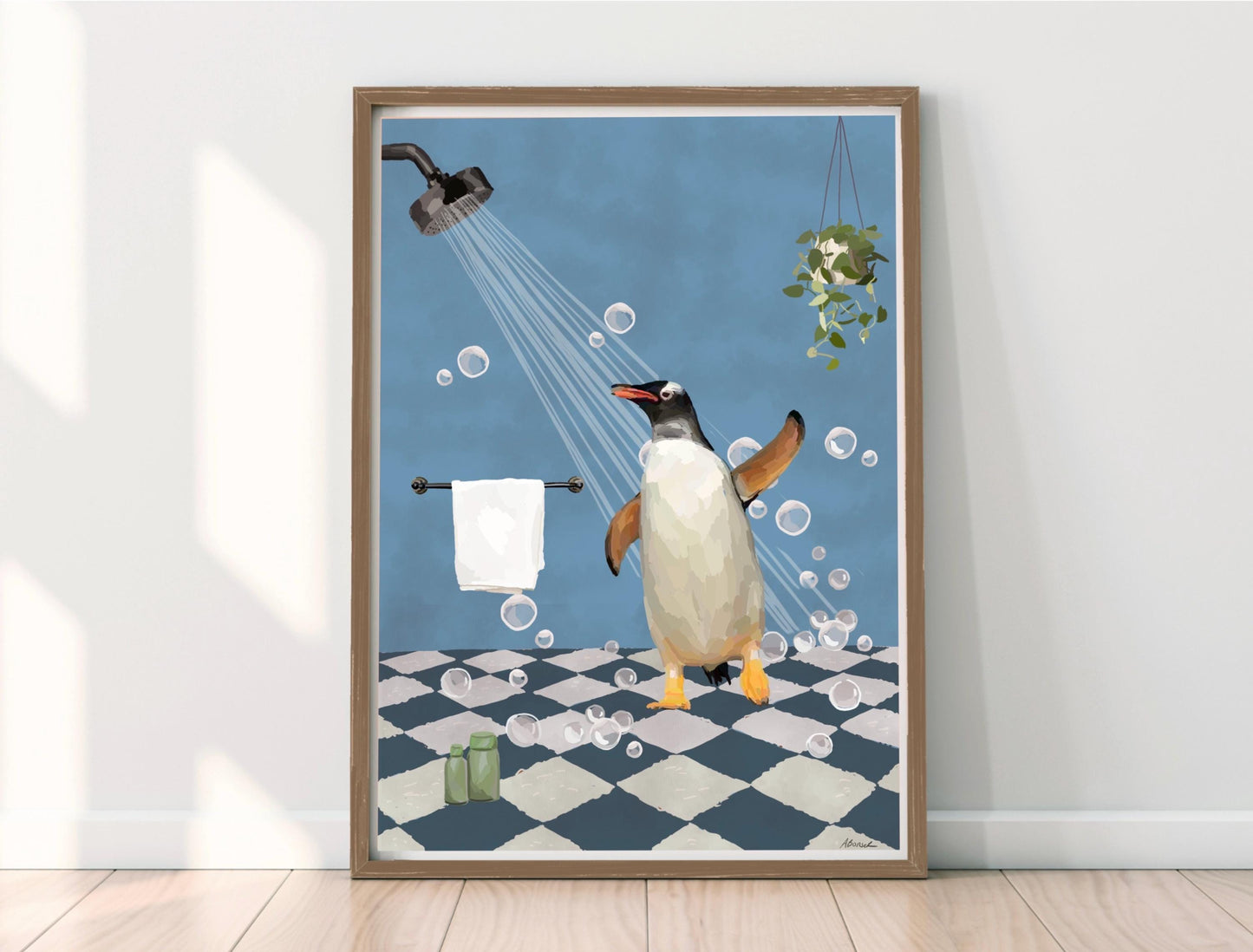 Penguin Shower Print