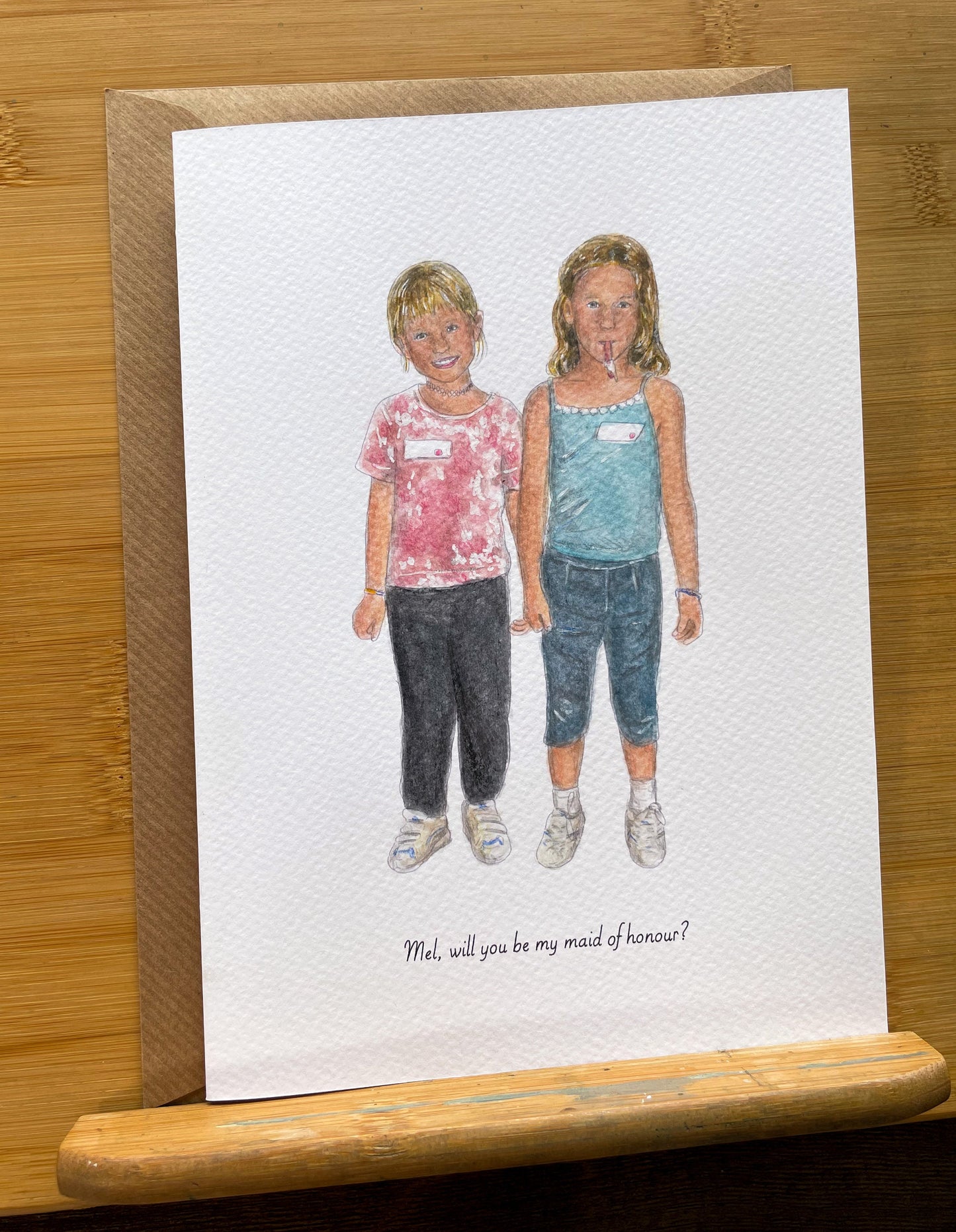 Custom Painted Bridesmaid Card