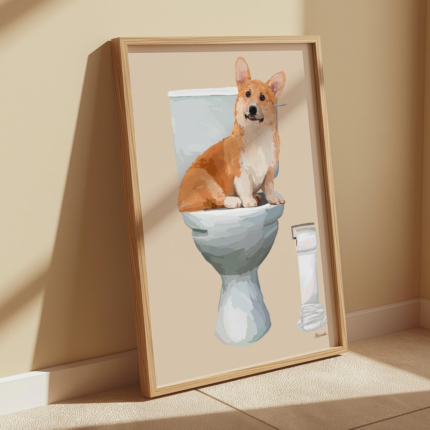 Corgi On Toilet Print