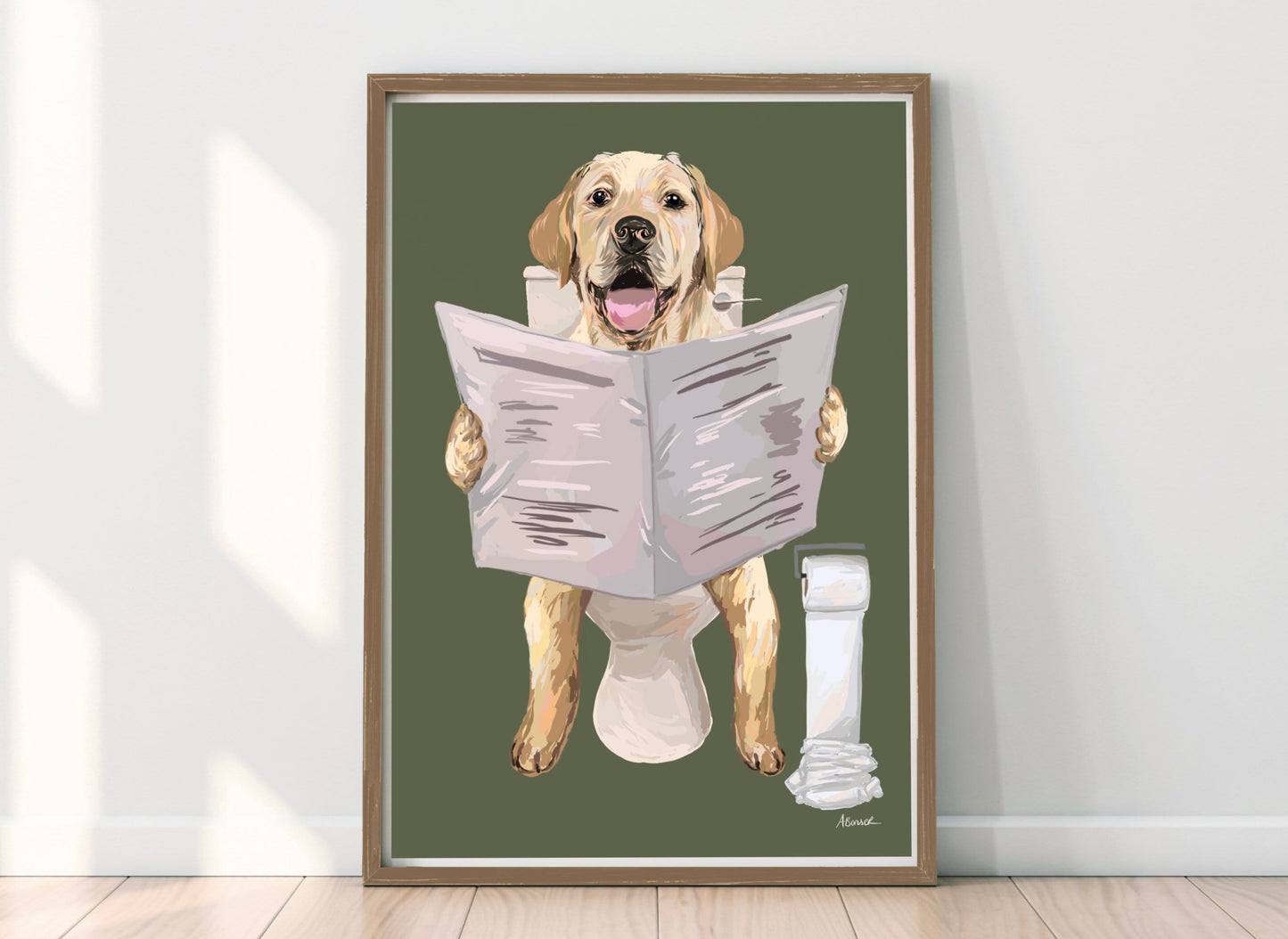Labrador On Toilet Print